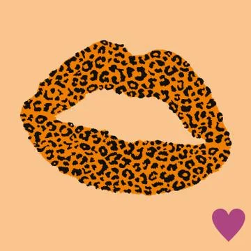  leopard print lips Stock Illustration