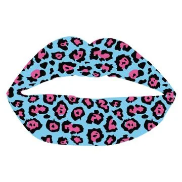 Leopard print lips isolated on white Illustrazione stock