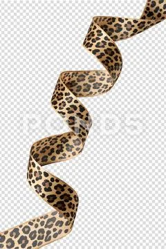 Leopard print ribbon in elegant curl PSD Template