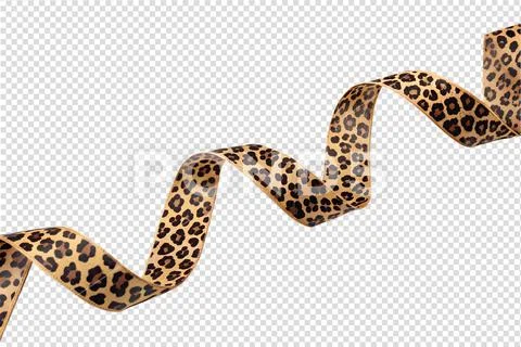 Leopard print ribbon swirl isolated on transparent background PSD Template