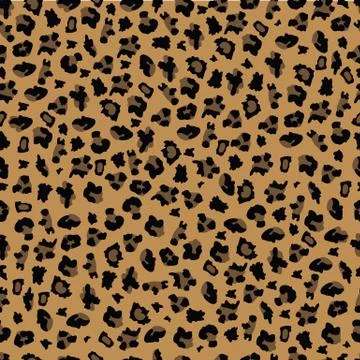 Leopard print seamless pattern background, detailed wild safari animal fur skin 库存插图