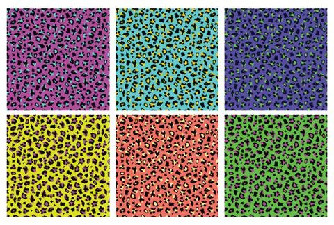 Leopard print seamless pattern set - exotic abstract wil animal fur background Stock Illustration