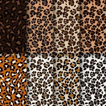 Leopard print skin vector illustration design set. Stockillustratie