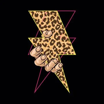 Leopard print thunderbolt Stock Illustration
