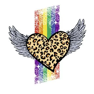 Leopard print winged heart Stock Illustration