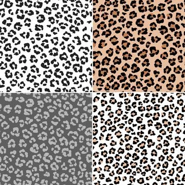 Leopard prints. Animal seamless pattern set. Vector cheetah fashion design Stock Illustration