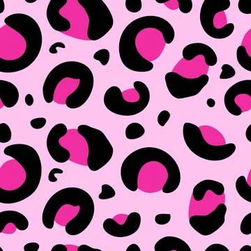Leopard, seamless animalistic pattern. Abstract black and pink illustration Stock Illustration