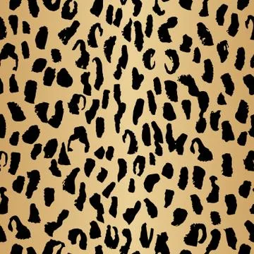 Leopard seamless pattern, in beige gradient and black colours. Hand drawn Stock Illustration