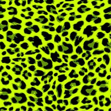 Leopard seamless pattern design in trendy green color, vector illustration ba Stock Illustration