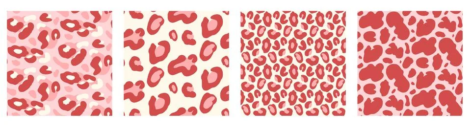 Leopard seamless pattern in monochrome pink for girly print. Animal background Stock Illustration