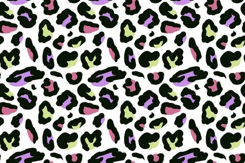 Leopard seamless pattern. Vector animal print. Multi colored spots on a whi.. Stock Illustration