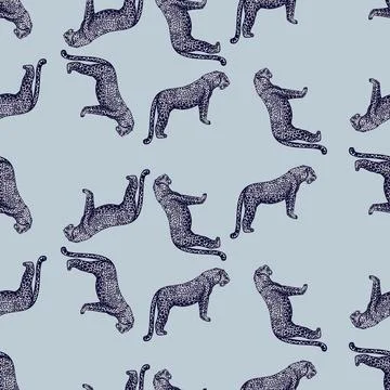 Leopard seamless pattern. Vintage wildlife animals background. Stock Illustration