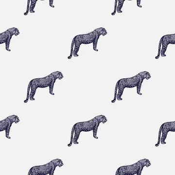Leopard seamless pattern. Vintage wildlife animals background. Stock Illustration