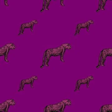 Leopard seamless pattern. Vintage wildlife animals background. Stock Illustration