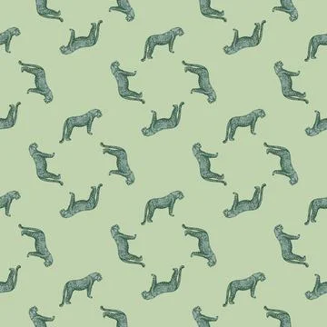 Leopard seamless pattern. Vintage wildlife animals background. Stock Illustration