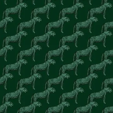 Leopard seamless pattern. Vintage wildlife animals background. Stock Illustration