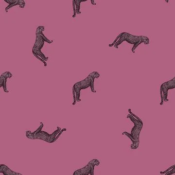 Leopard seamless pattern. Vintage wildlife animals background. Stock Illustration