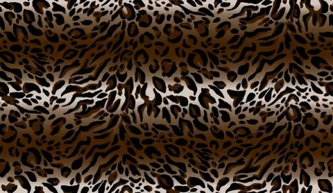 Leopard seamless pattern. Wild Cheetah dark brown, white , black repeating text 스톡 일러스트
