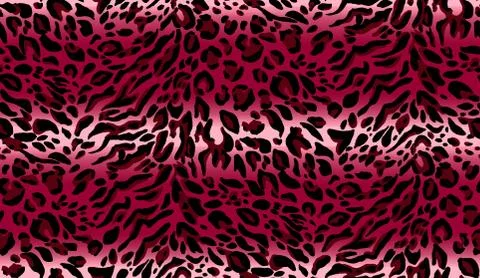 Leopard seamless pattern. Wild Cheetah fuchsia, pink, black repeating texture. Stock Illustration
