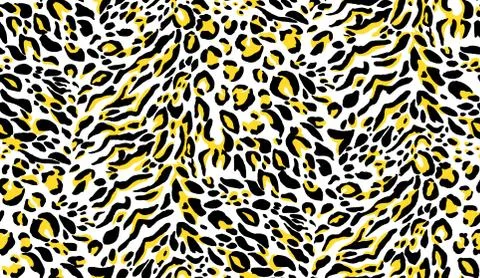 Leopard seamless pattern. Wild Cheetah yellow, black, white repeating texture. Illustrazione stock