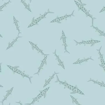 Leopard shark seamless pattern in scandinavian style. Marine animals backgrou Stock Illustration