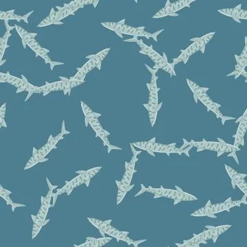 Leopard shark seamless pattern in scandinavian style. Marine animals backgrou Illustrazione stock