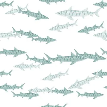 Leopard shark seamless pattern in scandinavian style. Marine animals backgrou Illustrazione stock