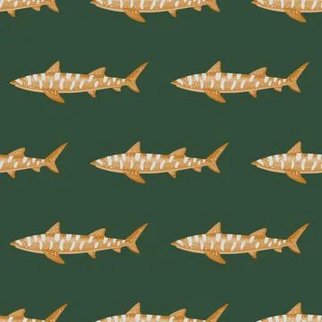 Leopard shark seamless pattern in scandinavian style. Marine animals backgrou Illustrazione stock