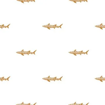 Leopard shark seamless pattern in scandinavian style. Marine animals backgrou Illustrazione stock