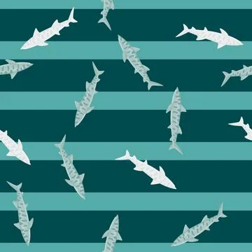 Leopard shark seamless pattern in scandinavian style. Marine animals backgrou 库存插图