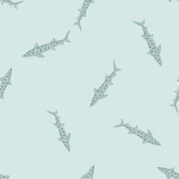 Leopard shark seamless pattern in scandinavian style. Marine animals backgrou Illustrazione stock