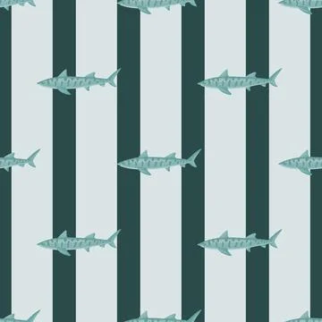 Leopard shark seamless pattern in scandinavian style. Marine animals backgrou Illustrazione stock