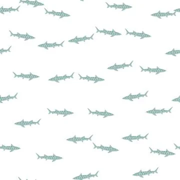 Leopard shark seamless pattern in scandinavian style. Marine animals backgrou Stock Illustration