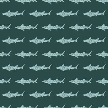 Leopard shark seamless pattern in scandinavian style. Marine animals backgrou Illustrazione stock