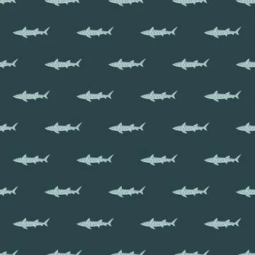 Leopard shark seamless pattern in scandinavian style. Marine animals backgrou 스톡 일러스트