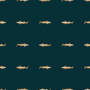 Leopard shark seamless pattern in scandinavian style. Marine animals backgrou Illustrazione stock