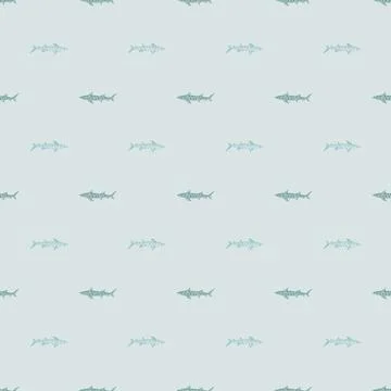 Leopard shark seamless pattern in scandinavian style. Marine animals backgrou Illustrazione stock