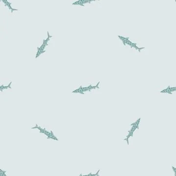 Leopard shark seamless pattern in scandinavian style. Marine animals backgrou Illustrazione stock