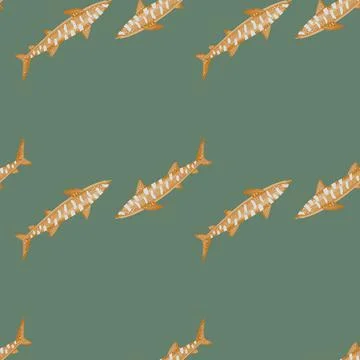 Leopard shark seamless pattern in scandinavian style. Marine animals backgrou Illustrazione stock