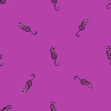 Leopard sit back seamless pattern. Vintage wildlife animals background. Stock Illustration