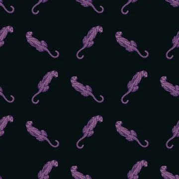 Leopard sit back seamless pattern. Vintage wildlife animals background. Stock Illustration