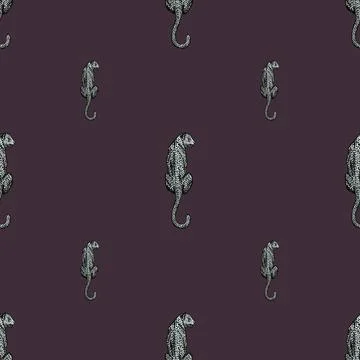 Leopard sit back seamless pattern. Vintage wildlife animals background. Stock Illustration