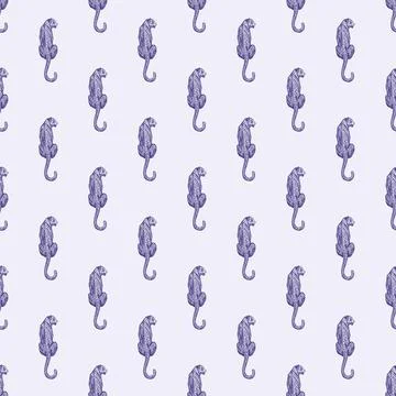 Leopard sit back seamless pattern. Vintage wildlife animals background. Stock Illustration