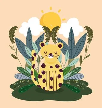 Leopard sitting on jungle Stock Illustration