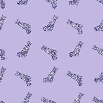 Leopard sitting seamless pattern. Vintage wildlife animals background. Stock Illustration