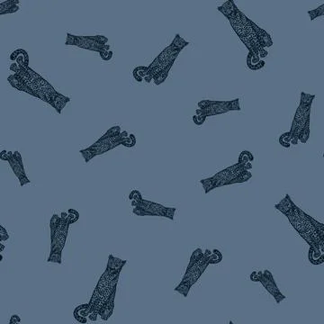 Leopard sitting seamless pattern. Vintage wildlife animals background. Stock Illustration