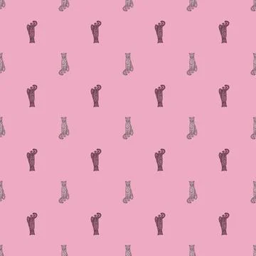 Leopard sitting seamless pattern. Vintage wildlife animals background. Stock Illustration