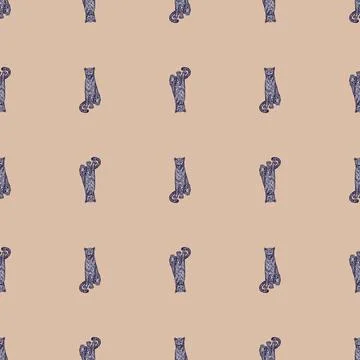 Leopard sitting seamless pattern. Vintage wildlife animals background. Stock Illustration