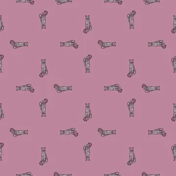 Leopard sitting seamless pattern. Vintage wildlife animals background. Stock Illustration