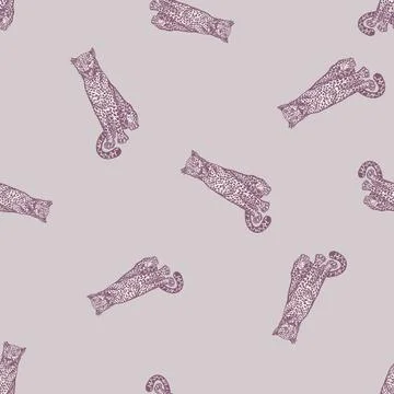 Leopard sitting seamless pattern. Vintage wildlife animals background. Stock Illustration